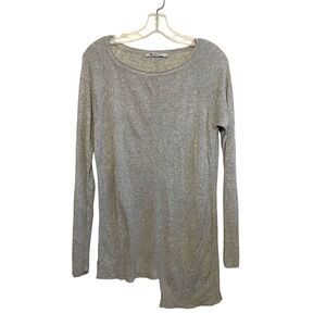 T Alexander Wang‎ Long Sleeve Asymmetrical Sweater Women Size Medium Gray Light